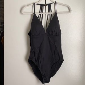 Black one piece swim suit